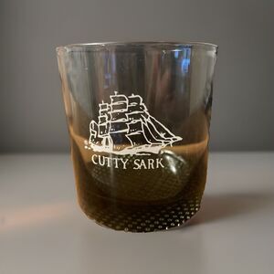 Cutty Sark Tinted Black Ombré Hi Ball Drinking Glass 6 Ounces White Ship Logo